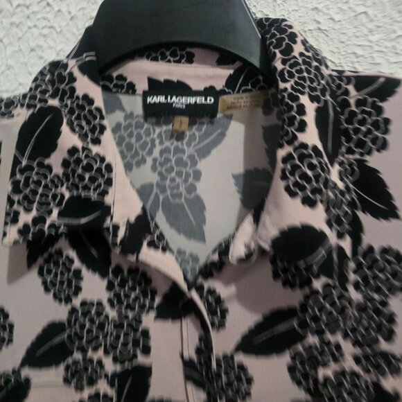 Karl Lagerfeld Paris Womens Floral Button-Up Blouse size L corporate grunge - Picture 2 of 10